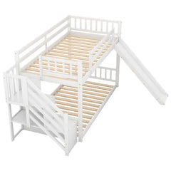 Bellemave Twin over Twin Bunk Bed with Convertible Slide and Stairway - Bellemave