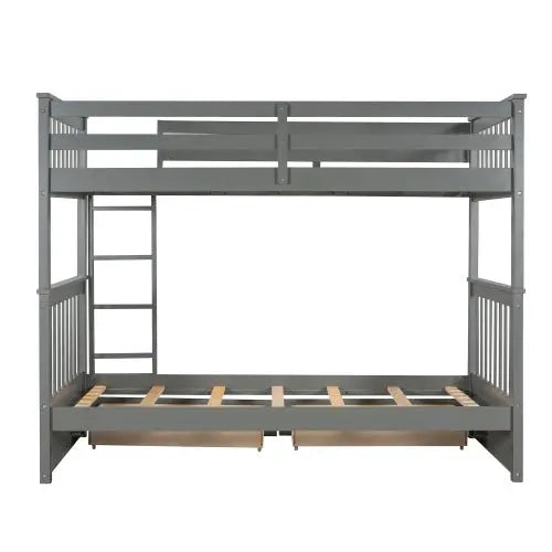 Bellemave Twin-Over-Twin Bunk Bed with Ladders and Two Storage Drawers - Bellemave