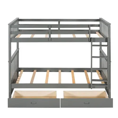 Bellemave Twin-Over-Twin Bunk Bed with Ladders and Two Storage Drawers - Bellemave