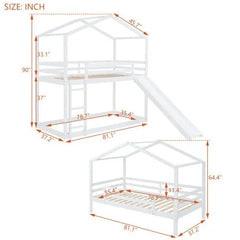 Bellemave Twin Over Twin Bunk Bed with Roof - Bellemave