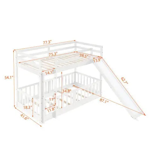 Bellemave Twin Over Twin Bunk Bed with Slide and Ladder - Bellemave