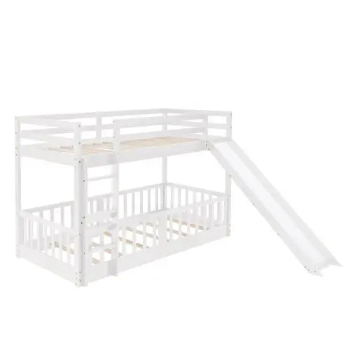 Bellemave Twin Over Twin Bunk Bed with Slide and Ladder - Bellemave