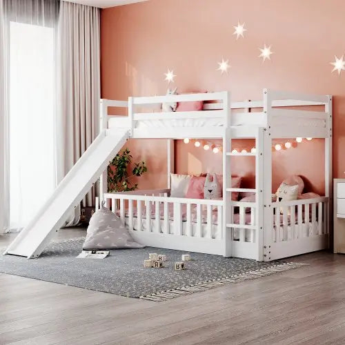 Bellemave Twin Over Twin Bunk Bed with Slide and Ladder - Bellemave