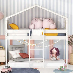 Bellemave Twin Over Twin Bunk Bed Wood Bed with Tent - Bellemave