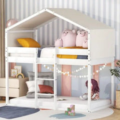 Bellemave Twin Over Twin Bunk Bed Wood Bed with Tent - Bellemave