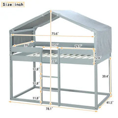 Bellemave Twin Over Twin Bunk Bed Wood Bed with Tent - Bellemave