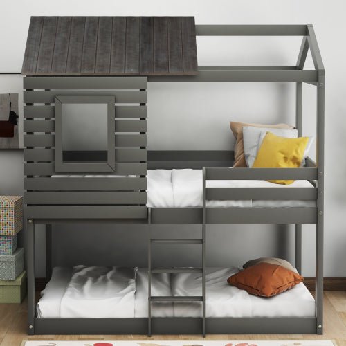 Bellemave Twin Over Twin Bunk Bed Wood Loft Bed - Bellemave