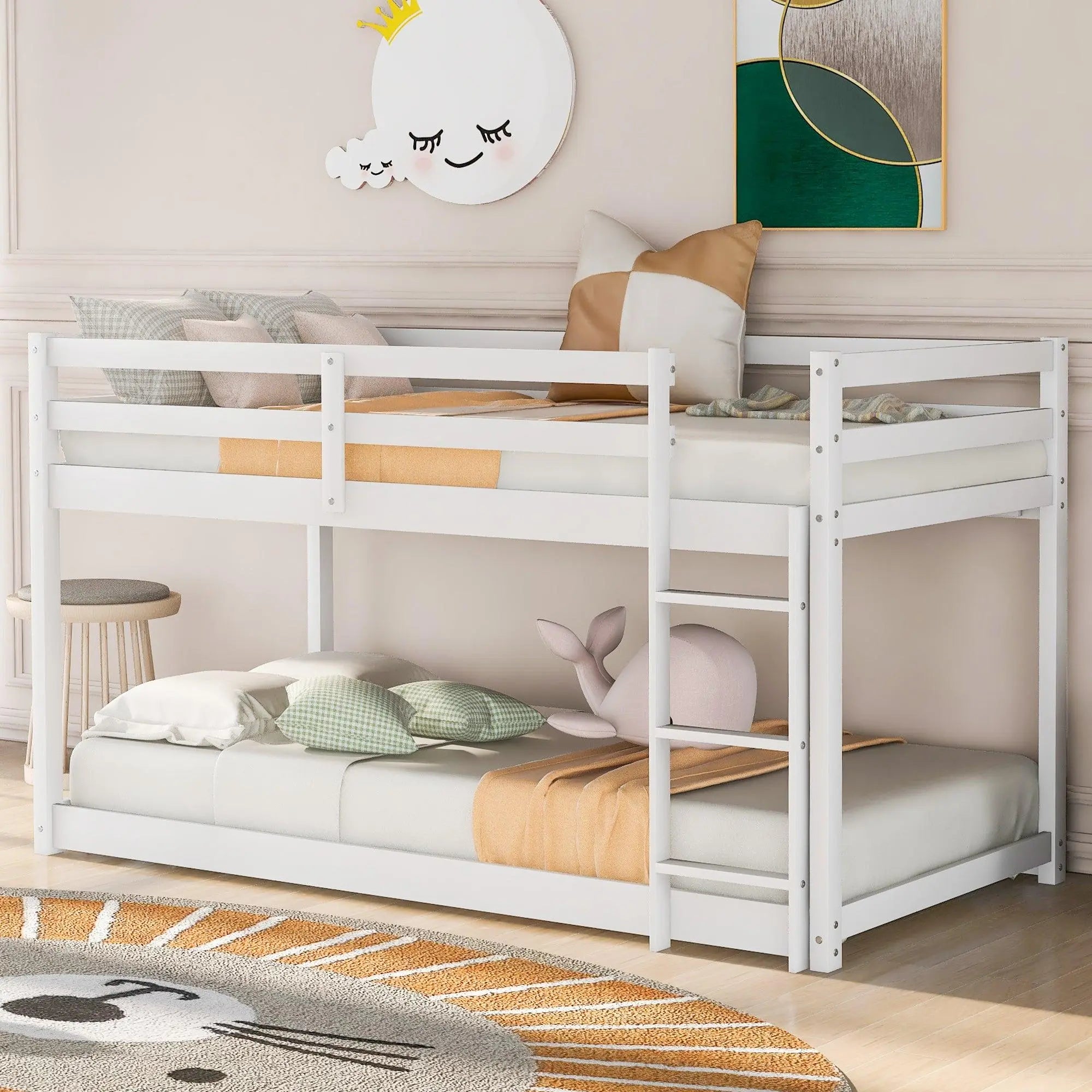 Bellemave Twin over Twin Floor Bunk Bed with Ladder - Bellemave