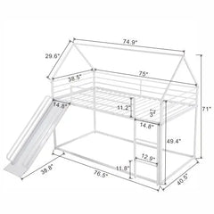 Bellemave Twin over Twin House Bunk Bed with Ladder and Slide - Bellemave