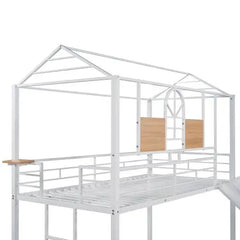 Bellemave Twin Over Twin Metal Bunk Bed ,Metal Housebed With Slide - Bellemave