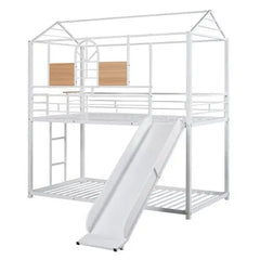 Bellemave Twin Over Twin Metal Bunk Bed ,Metal Housebed With Slide - Bellemave