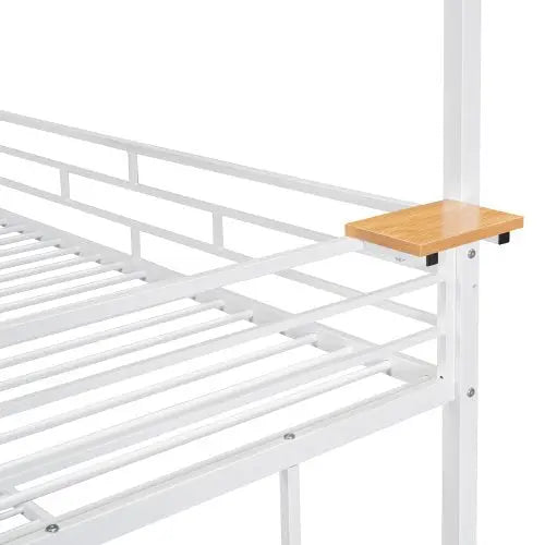 Bellemave Twin Over Twin Metal Bunk Bed, Metal Housebed with Slide and Storage Stair - Bellemave