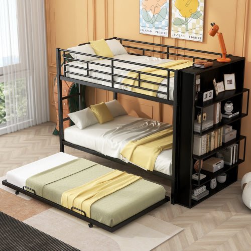 Bellemave Twin over Twin Metal Bunk Bed with big bookshelf - Bellemave