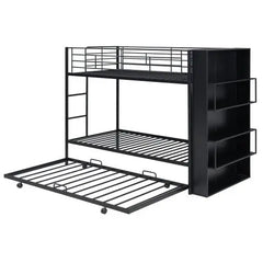 Bellemave Twin over Twin Metal Bunk Bed with big bookshelf - Bellemave