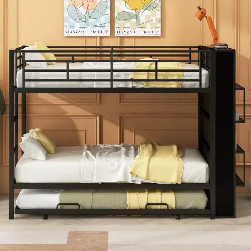 Bellemave Twin over Twin Metal Bunk Bed with big bookshelf - Bellemave