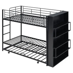 Bellemave Twin over Twin Metal Bunk Bed with big bookshelf - Bellemave