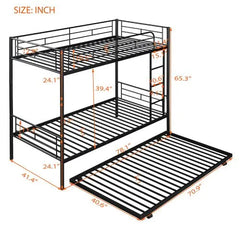 Bellemave Twin-Over-Twin Metal Bunk Bed With Trundle - Bellemave