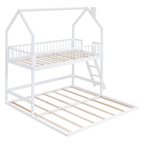 Bellemave Twin Over Twin-Twin House Bunk Bed with Extending Trundle and Ladder - Bellemave