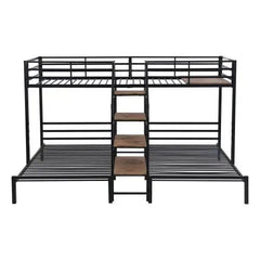 Bellemave® Twin over Twin & Twin Metal Triple Bunk Bed with Storage Shelves Staircase - Bellemave