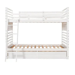 Bellemave Twin over Twin Wood Bunk Bed with Two Drawers - Bellemave