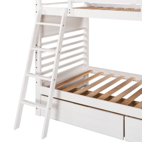 Bellemave Twin over Twin Wood Bunk Bed with Two Drawers - Bellemave