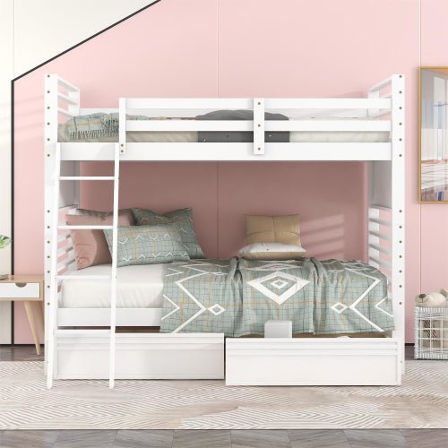 Bellemave Twin over Twin Wood Bunk Bed with Two Drawers - Bellemave