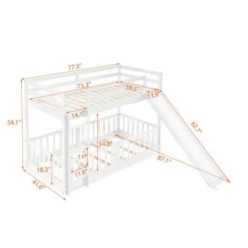Bellemave® Twin Size Bunk Bed with Slide and Ladder - Bellemave