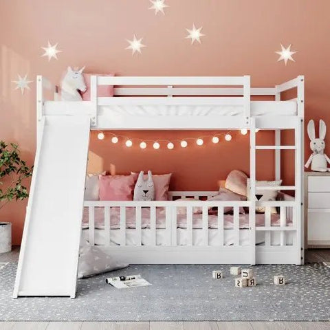 Bellemave® Twin Size Bunk Bed with Slide and Ladder - Bellemave