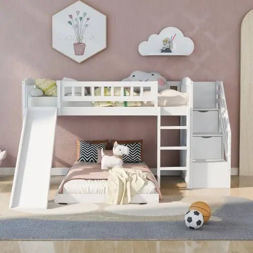 Bellemave® Twin Size Bunk Bed with Stairs and Slide - Bellemave