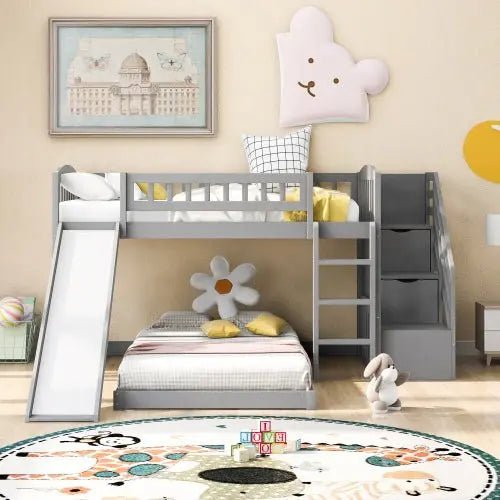 Bellemave® Twin Size Bunk Bed with Stairs and Slide - Bellemave