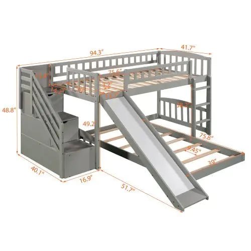 Bellemave® Twin Size Bunk Bed with Stairs and Slide - Bellemave