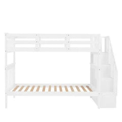 Bellemave® Twin Size Bunk Bed with Storage Staircase and Guard Rail - Bellemave