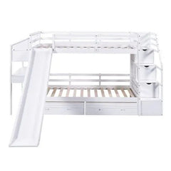 Bellemave® Twin Size Bunk Bed with Storage Staircase, Slide and Drawers, Desk with Drawers and Shelves - Bellemave