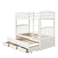 Bellemave® Twin Size Bunk Bed with Trundle Bed and 3 Drawers - Bellemave