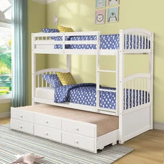 Bellemave® Twin Size Bunk Bed with Trundle Bed and 3 Drawers - Bellemave