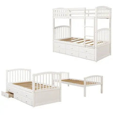 Bellemave® Twin Size Bunk Bed with Trundle Bed and 3 Drawers - Bellemave