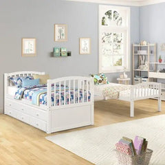 Bellemave® Twin Size Bunk Bed with Trundle Bed and 3 Drawers - Bellemave