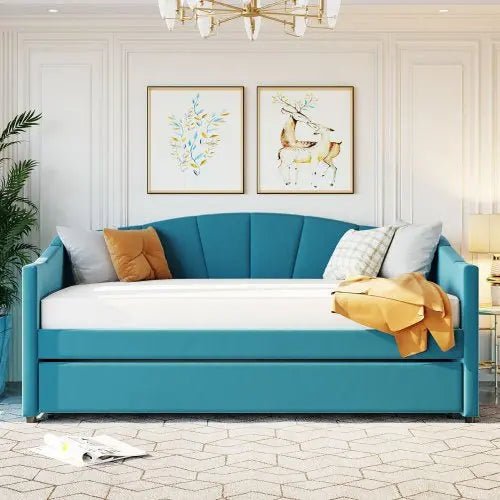 Bellemave® Twin Size Daybed With Trundle and Wood Slat - Bellemave