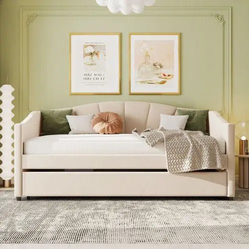 Bellemave® Twin Size Daybed With Trundle and Wood Slat - Bellemave