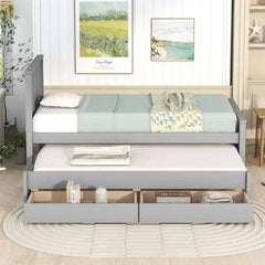 Bellemave® Twin Size Daybed with Trundle Bed and Drawers - Bellemave