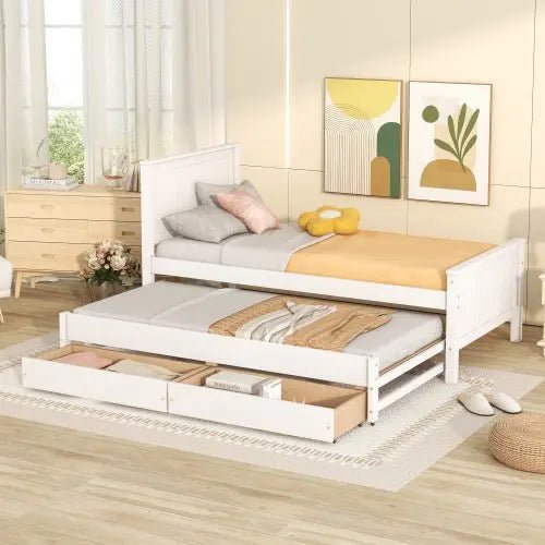 Bellemave® Twin Size Daybed with Trundle Bed and Drawers - Bellemave