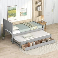 Bellemave® Twin Size Daybed with Trundle Bed and Drawers - Bellemave