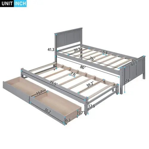 Bellemave® Twin Size Daybed with Trundle Bed and Drawers - Bellemave