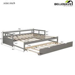 Bellemave® Twin Size Extending Daybed with Trundle - Bellemave