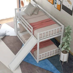 Bellemave® Twin Size Floor Bunk Bed with Convertible Slide and Stairway - Bellemave