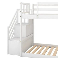 Bellemave® Twin Size Floor Bunk Bed with Convertible Slide and Stairway - Bellemave
