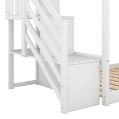 Bellemave® Twin Size Floor Bunk Bed with Convertible Slide and Stairway - Bellemave