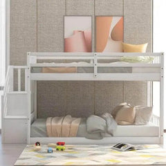 Bellemave® Twin Size Floor Bunk Bed with Ladder and Storage - Bellemave