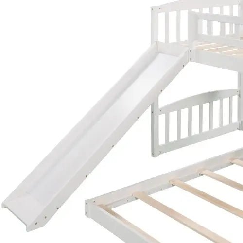 Bellemave® Twin Size Floor Bunk Bed with Slide and Ladder - Bellemave