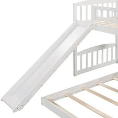 Bellemave® Twin Size Floor Bunk Bed with Slide and Ladder - Bellemave